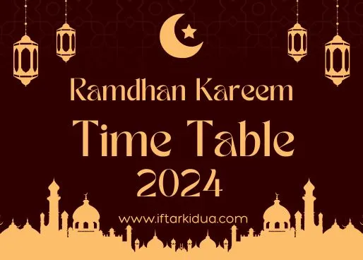2024 Ramadan Time Table